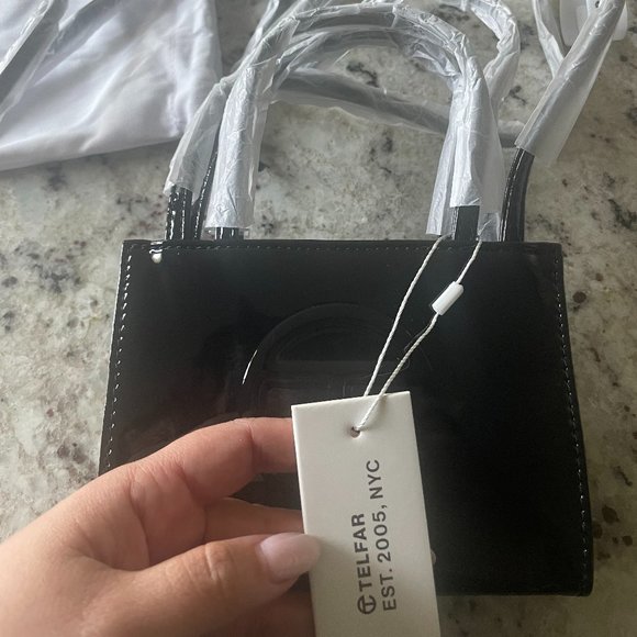 NEVER USED: NWTs Telfar Mini Black Patent Leather bag